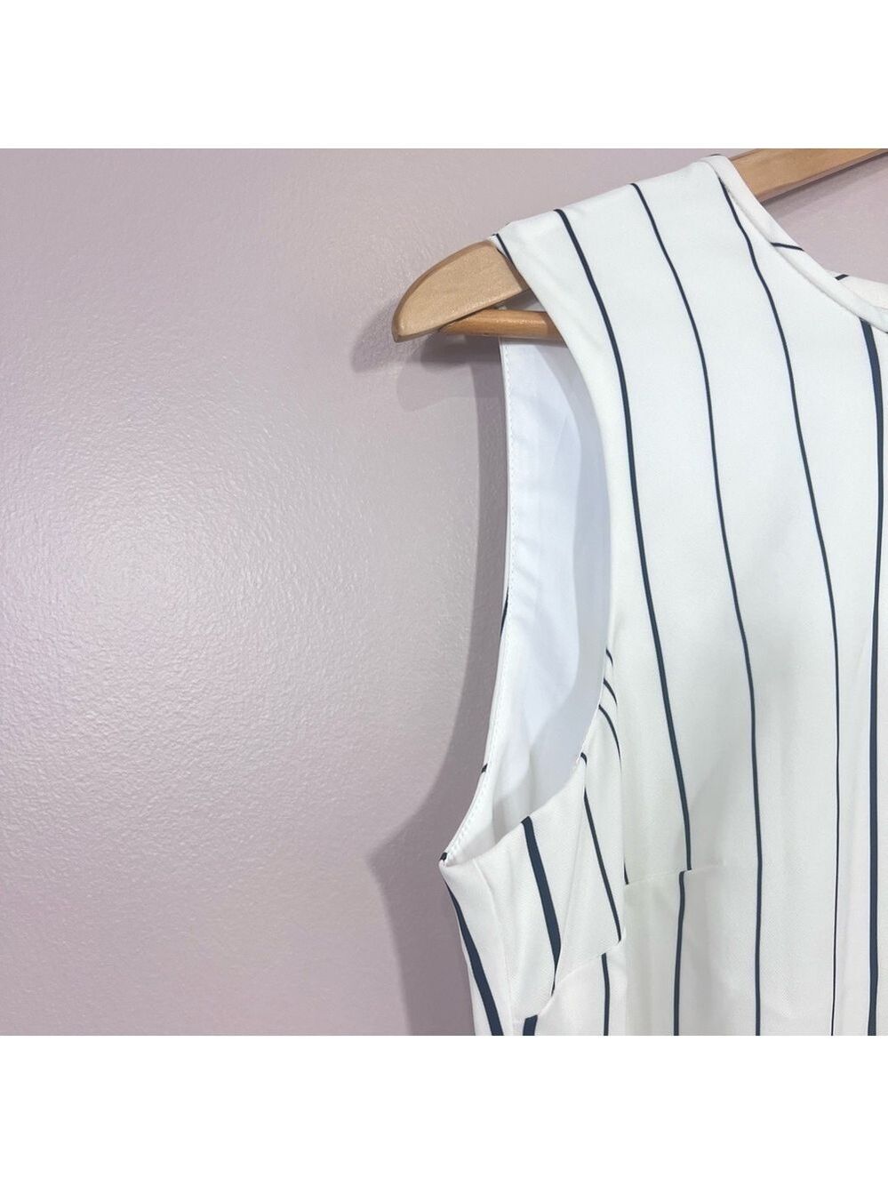 Calvin Klein Crew Neck Sleeveless Women's Shift Dress White Stripes Size 8 - Picture 6 of 12